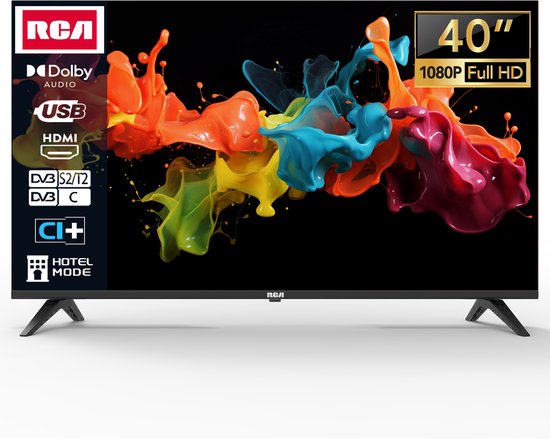 RCA Full HD LED TV | 40 inch/102 cm | Frameless | Triple Tuner (DVB-T/T2-C/CI+-S/S2) | HDMI | CI+ | USB Media Player | Hotelmodus | Dolby Audio | In Eindhoven geassembleerd | NRB40FQ1