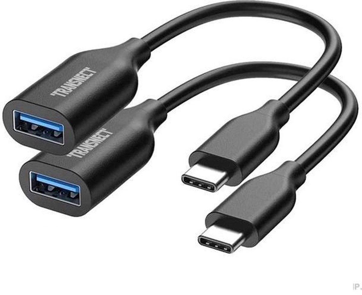 TRANSNECT ® - 2x - USB C naar USB A - USB A naar USB C Kabel - USB 3.1 Adapter- 10Gbps - Zwart
