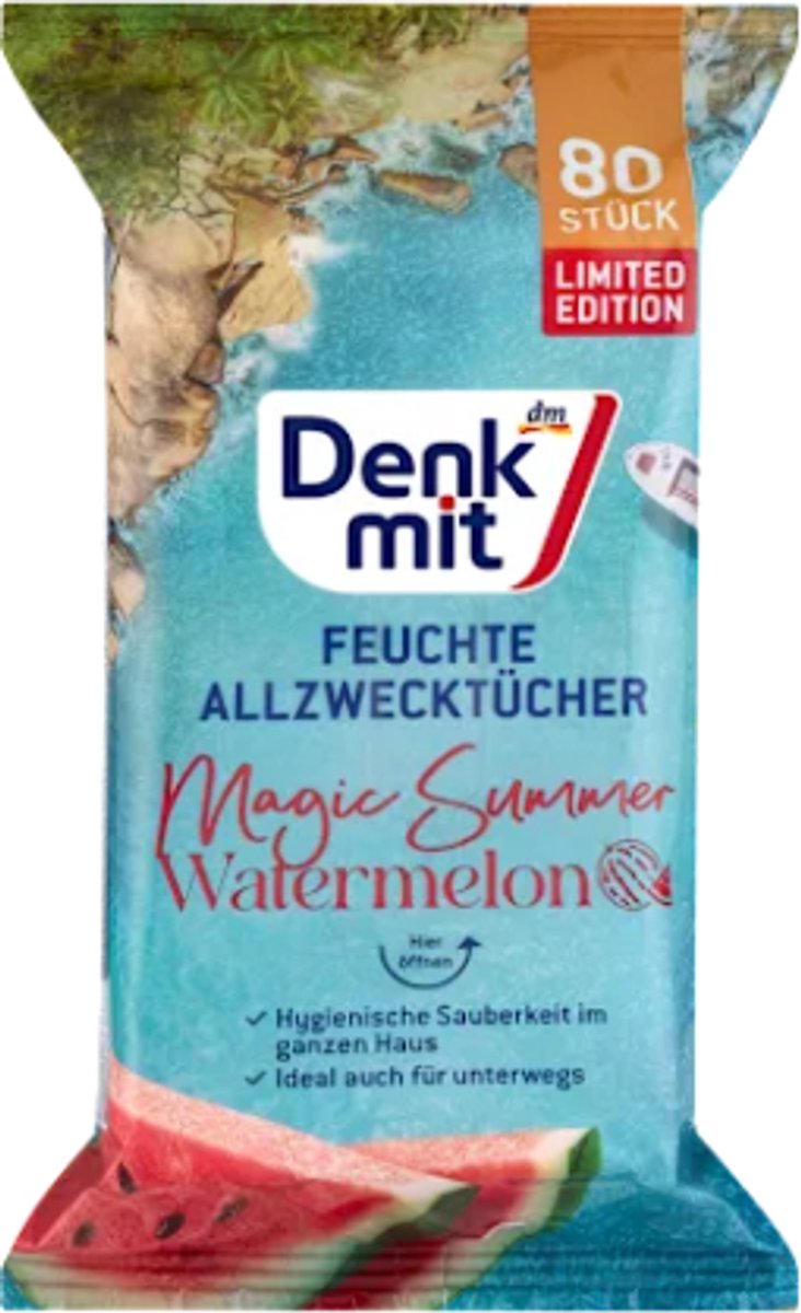 Denkmit Universele Reinigingsdoekjes - Zomergeur | 1 pak - 80 doekjes - Watermeloen | Allesreiniger - Vochtige Doekjes - Limited Edition 2025