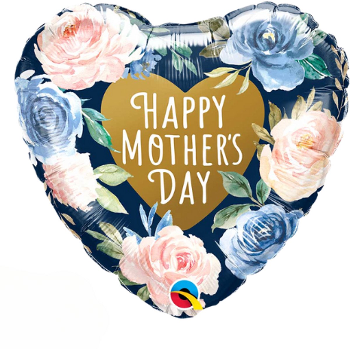 Folieballon - Happy mothersday - blue and pink roses 46 cm