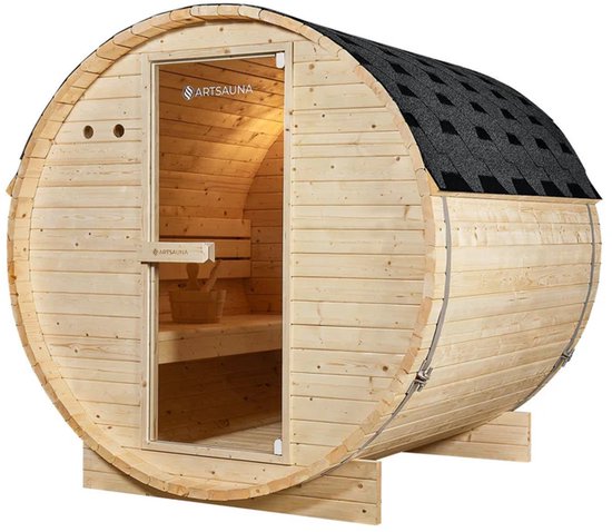 Barrelsauna Spitsbergen - Incl. saunakachel - Ø 190 cm - 3,6 - 8 kW - 2 tot 6 personen - 191x193x180 cm