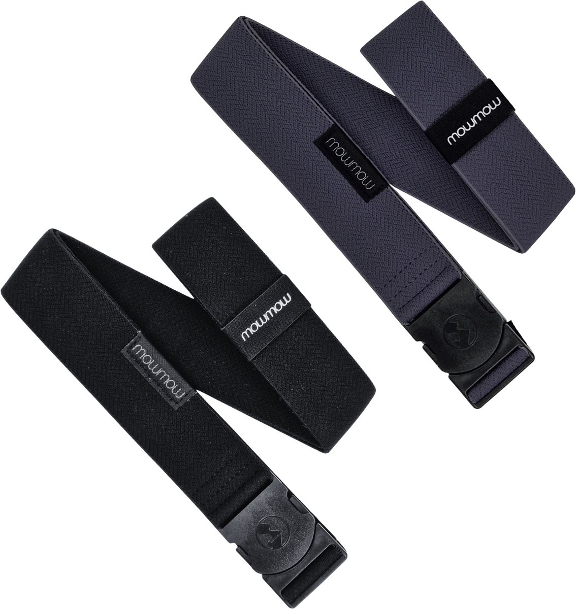 MowMow 2-pack Elastische riem - Stretch - 105 cm - Heren - Dames - Zwart + Antraciet