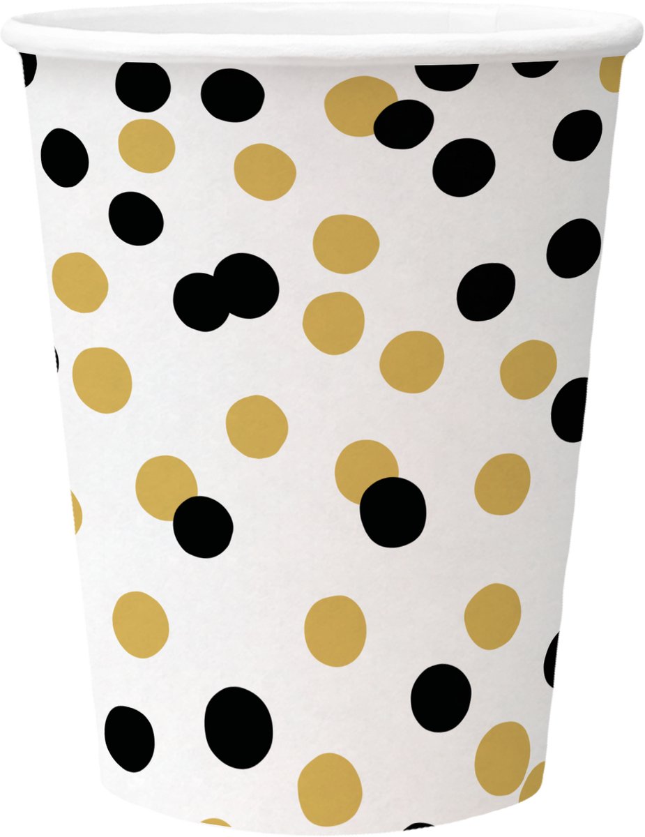 PAW - Papieren bekers - Confetti Gold-black