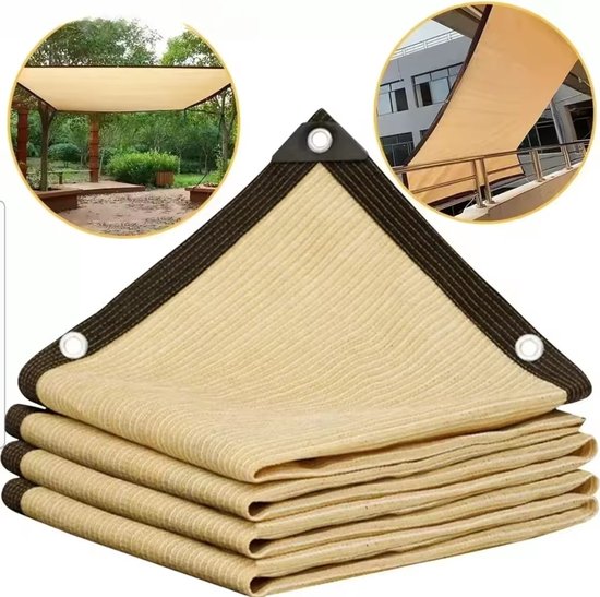 Beige Schaduwnet (2x3m), UV-Bescherming, Plantenschuur, Zonnescherm Buitenshuis, Mesh, Hdpe Zonnebrandstof Zonnescherm, tuinmeubelen