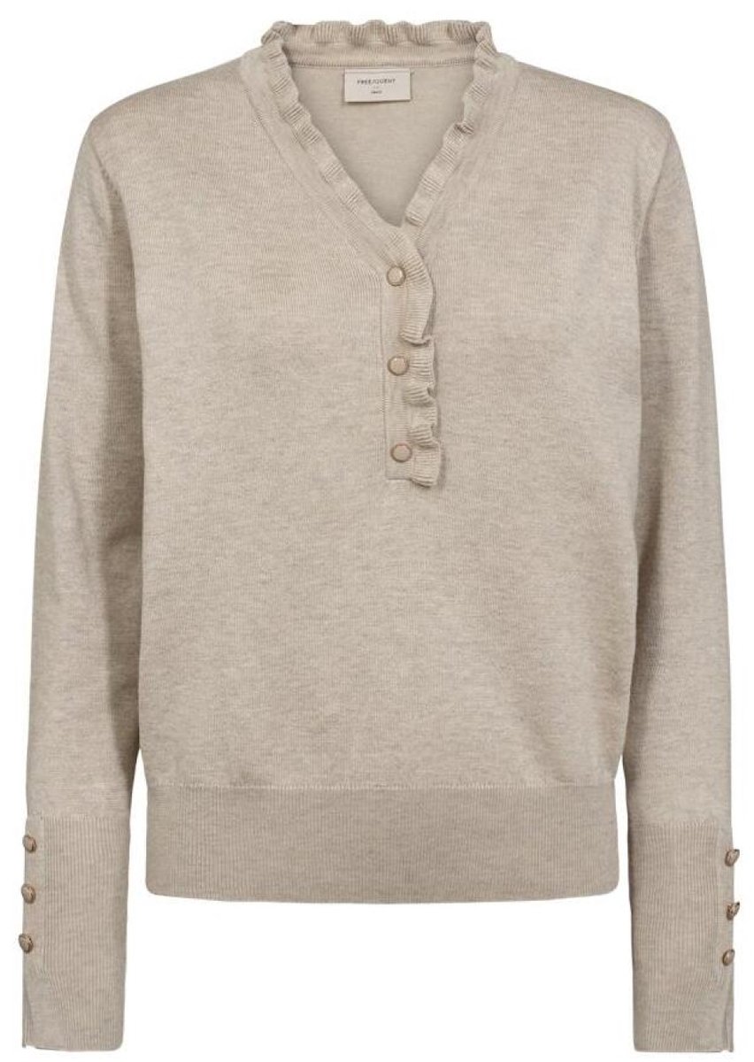Freequent Trui Fqkatie Pullover 206462 Moonbeam Melange Dames Maat - XL