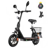 Twofish M5 Pro-E Elektrische Scooter/Brommer - 500W Motor - 48V13Ah Batterij - Max Snelheid 40km/h - Max Bereik 30km - EEC Gecertificeerd - Zwart