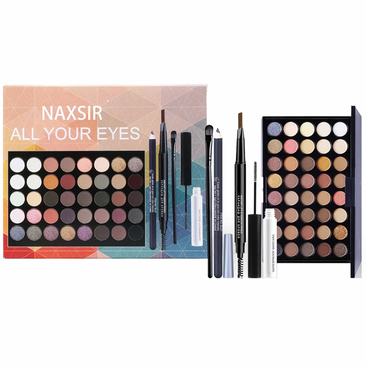 NAXSIR 40 - Kleuren Oogschaduw Palet - Parelmoer & Matte! Volledig Veelkleurig Make - up voor Podium, Cosplay en Elke Ooglook. Met Intense, Glanzende Kleuren voor Spectaculaire Oog - Effecten