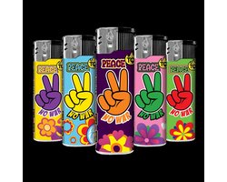 Briquet électronique rechargeable - Design Peace No War - Présentoir 50 pièces - Briquet jetable - Briquet électronique - Briquets à clic