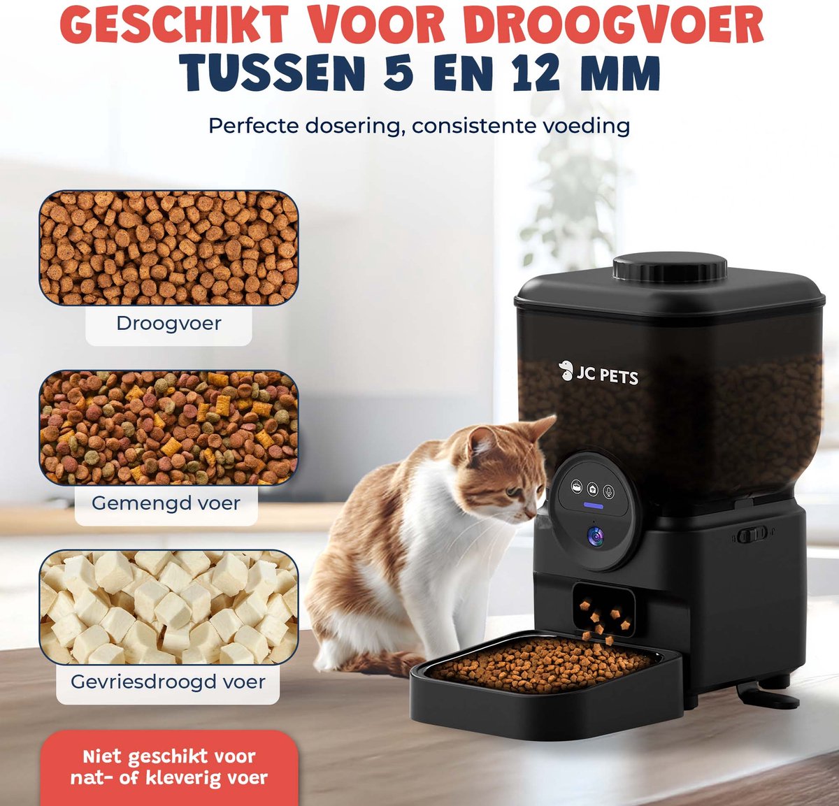 JC Pets Draadloze Automatisch Voederbak voor Kat en Hond - Voerbak dispenser 6,5L met Camera - Oplaadbare Voerautomaat voor Katten en Honden - Automatische Voerdispenser met App & Wifi – HD Camera Night Vision – Mat Zwart thumbnail 5