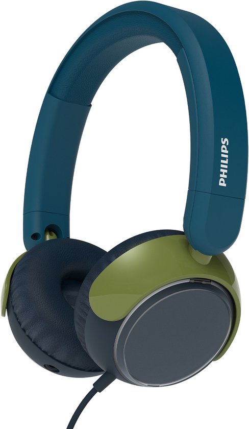 PHILIPS TAK2000CT - On Ear bedrade opvouwbare hoofdtelefoon voor kinderen - beperkt volume, Audio delen, 3,5 mm- en USB-C-kabel meegeleverd - Kristal Groen