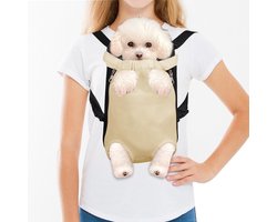 Honden Draagtas-Hondenrugzak-Hondentuigje - Rugzak - Zichtbare poten van het huisdier - Verstelbaar - Rugzaktuigje voor kleine honden - Lift and Go - Voor kleine tot middelgrote honden en katten Wandelen Kamperen Wandelen（Beige-M-33CM）