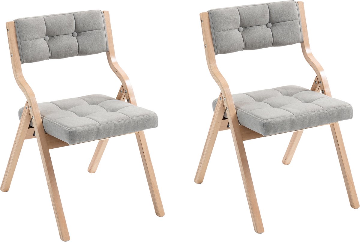 in& out door furniture Eetkamerstoelen Vouwstoelen met Kussen, Houten Gevoerde Vouwstoelen 2 Pak, Draagbaar en Gemonteerd Vouwbare Eetkamerstoel voor Gasten Keuken Kantoor Bruiloft en Feest, Grijs