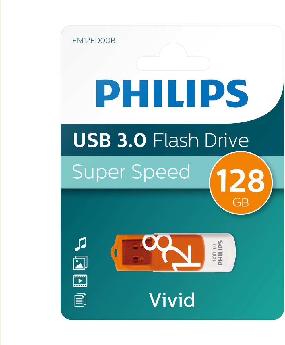 Philips FM12FD00B/00 Usb-stick - USB 3.0 A - 128 GB - orange white
