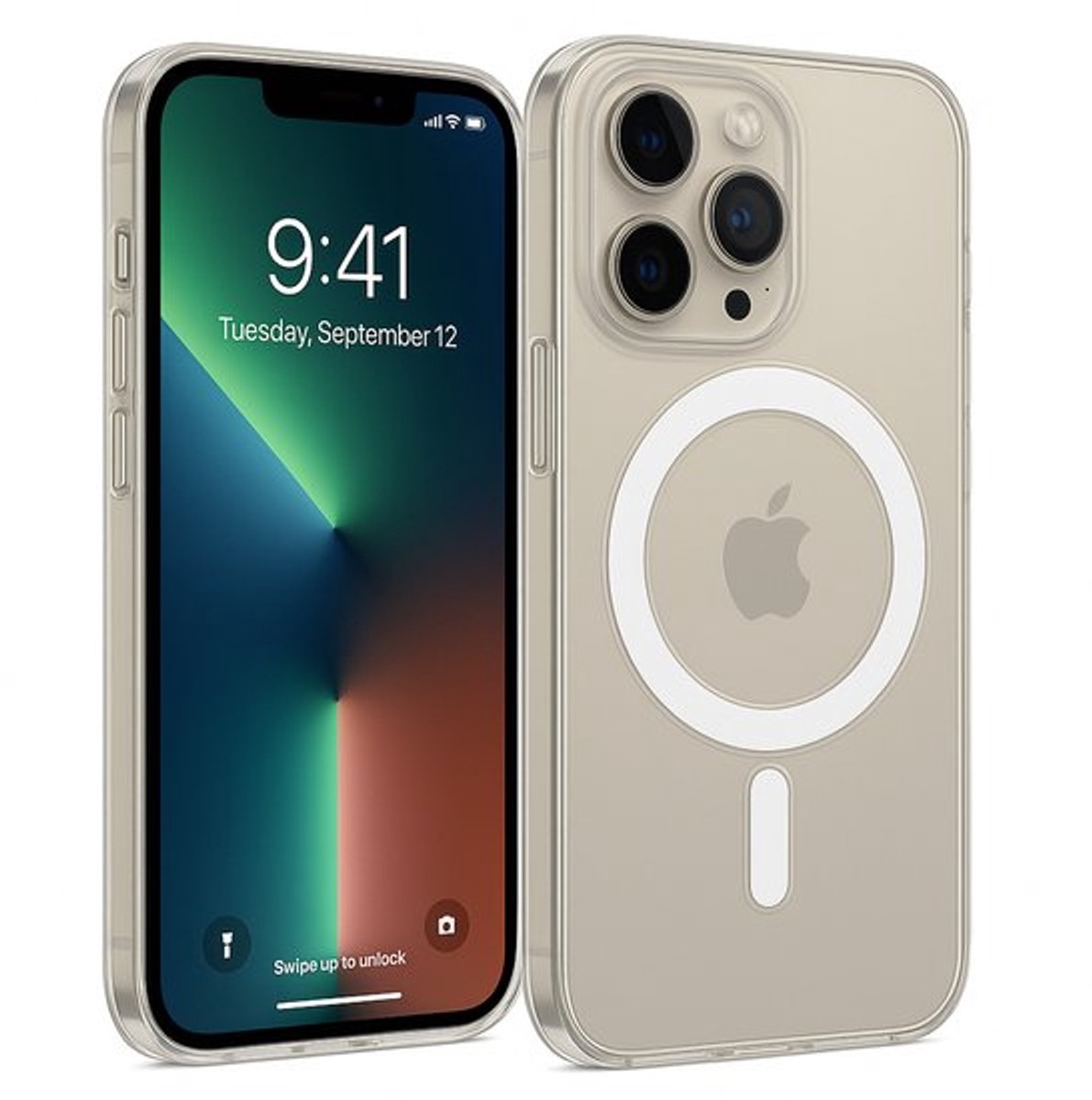Fashion Case Hoesje Transparant - Geschikt voor iPhone 15 Pro Max - MagSafe magnetisch hoesje doorzichtig - Shockproof