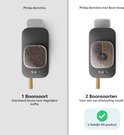 Illustratie van de Philips Baristina met één en twee bonencompartimenten.