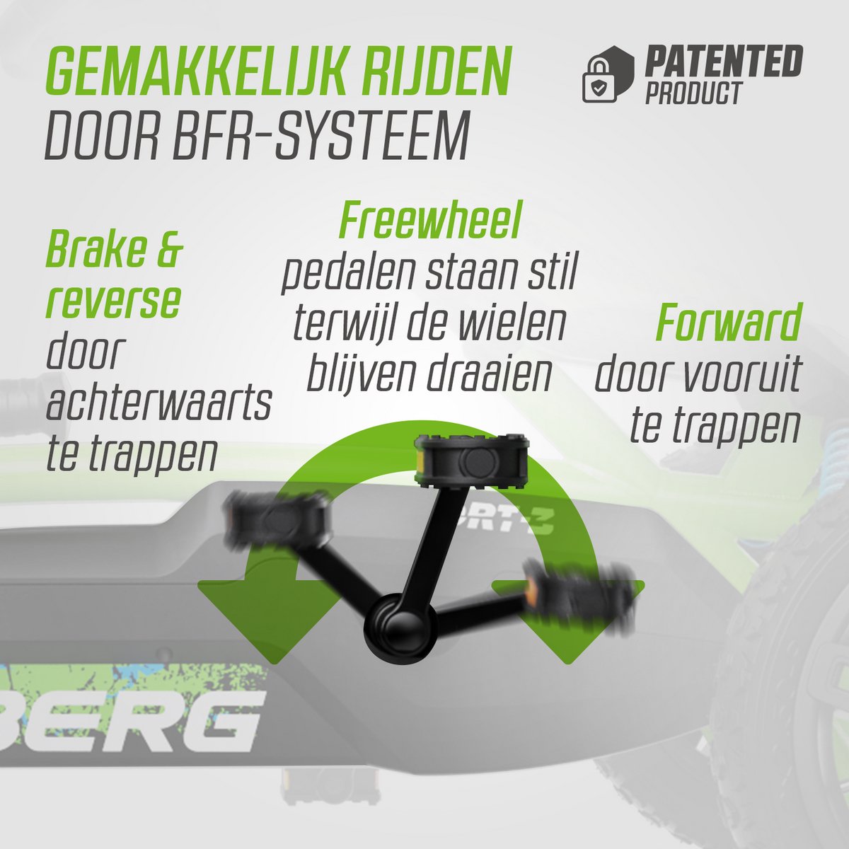 BERG Rally DRT Green Skelter - Soundbox Race - Verstelbare stoel - Schokabsorberende off-road veren - 4+ Jaar - Groen — afbeelding 11