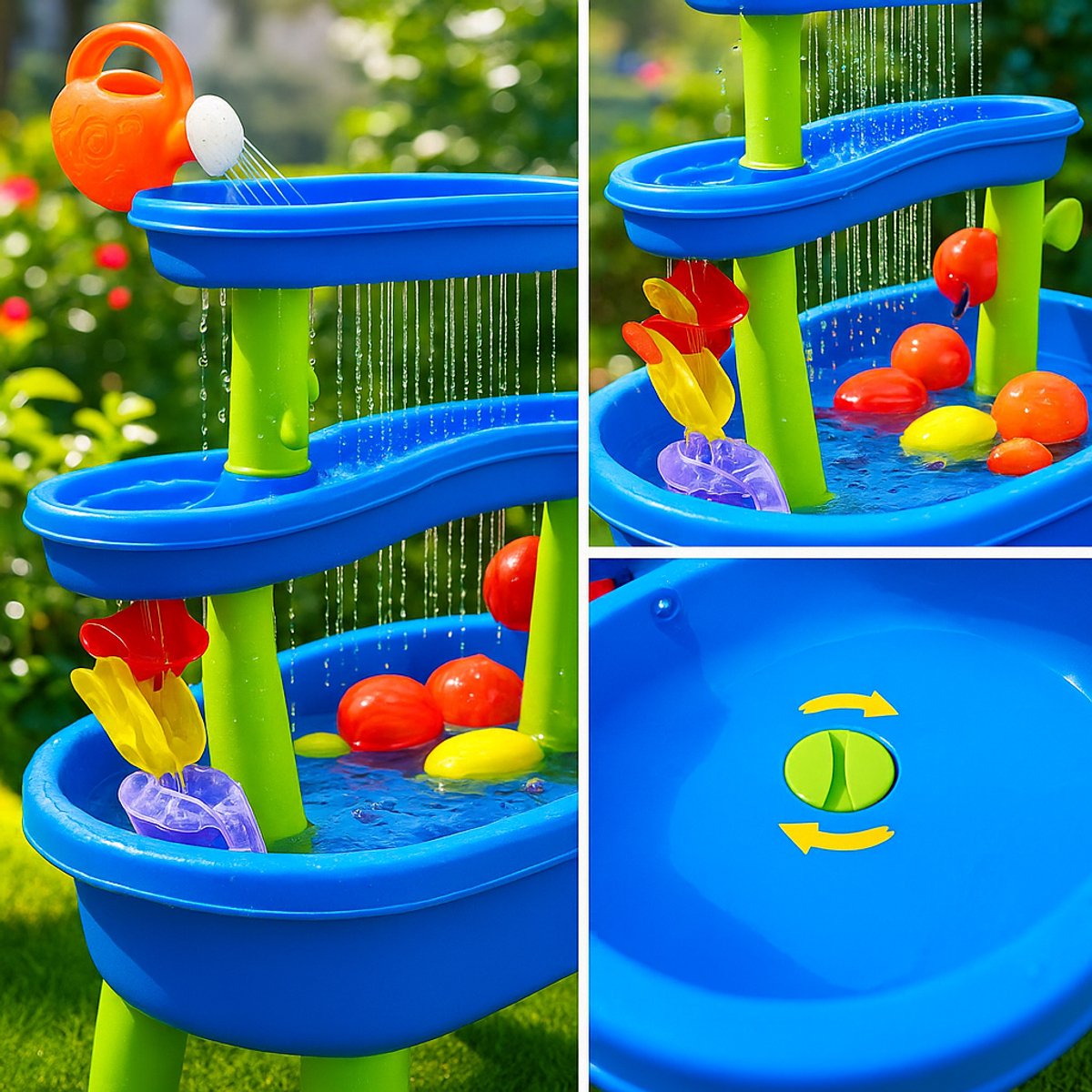 Watertafel & Zandtafel in één - 36-delig Buitenspeelgoed - Water speelgoed voor kinderen - 3-laagse watertafel - Hoogte van 71 cm — afbeelding 4