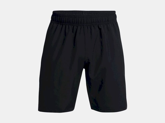 Zwart sportbroekje met elastische tailleband en trekkoord.