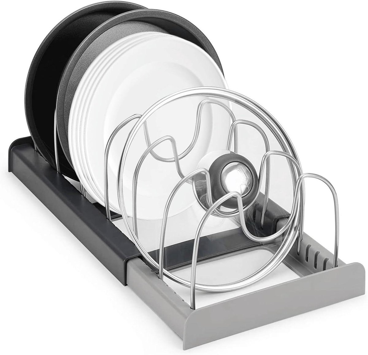 ByShane - Organiser voor 6 deksels en pannen - Keukenopberger - Serviesrek - Pot houder - Lade organizer met ruimte voor deksels - Tray