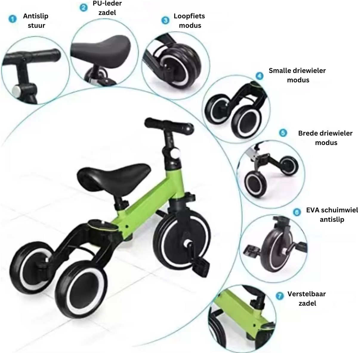 Playos 3-in-1 Loopfiets met Duwstang thumbnail 3