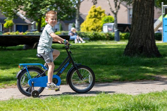Dutch Flavor Kinderfiets 16 Inch - Grijs/Blauw - 4 tot 6 jaar - Knijprem en terugtrap van Merkloos — afbeelding 4