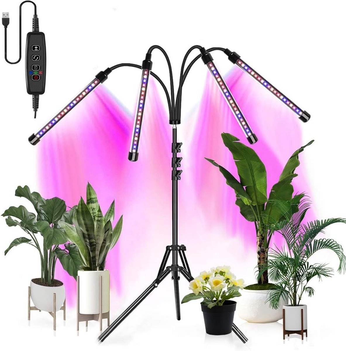 Opvouwbare plantenlamp met verstelbare standaard en timer