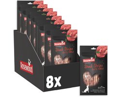 Rosewood Steak Strips Rund & Koolvis - Hondensnack - Zacht & Vetarm - Hoog Vlees- en Visgehalte - Zonder Kunstmatige Toevoegingen - 8 zakjes à 100g