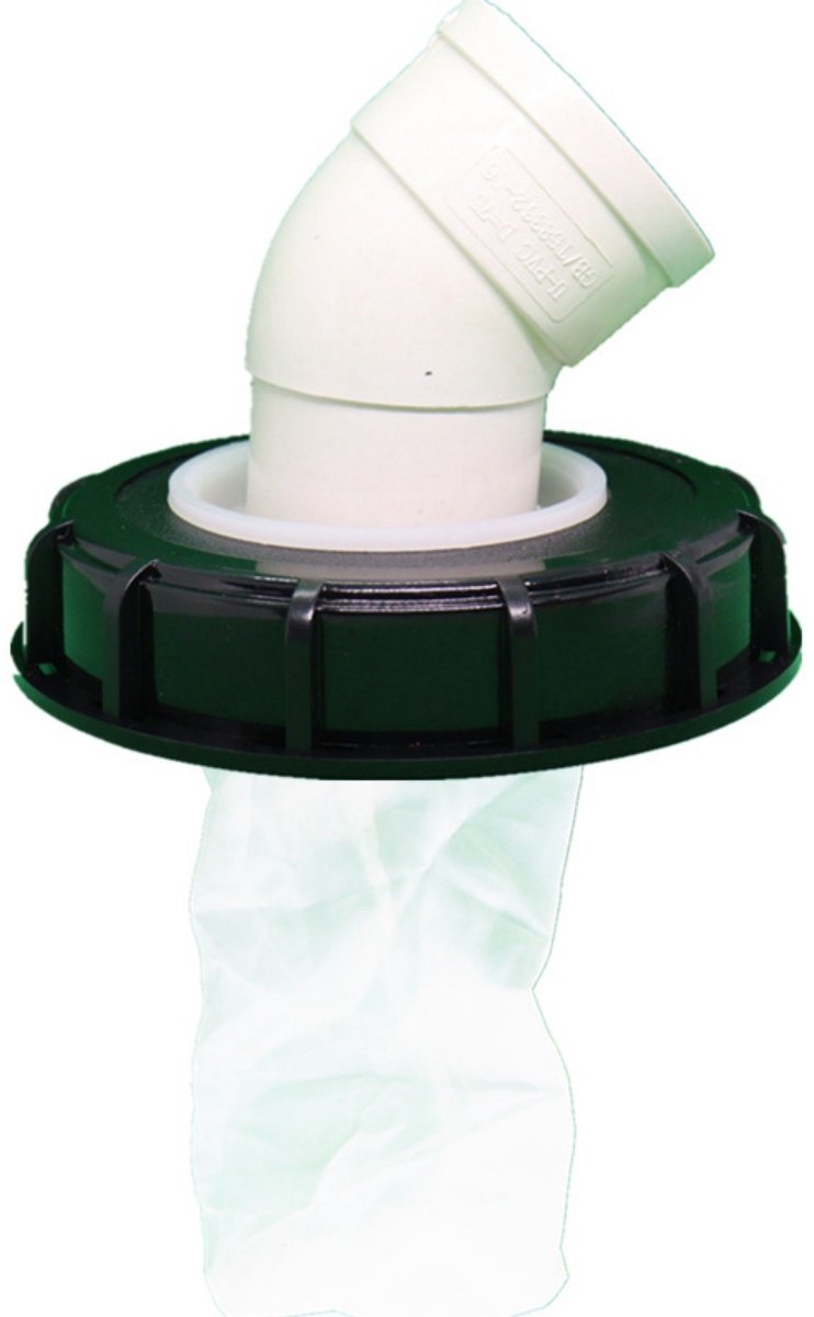 EXCITAT 45° Tankdeksel - Afgedekte tankaccessoire - Met wasbaar nylonfilter - 165 mm nylon regenwaterfilter - Voor 1000L regenwatertanks