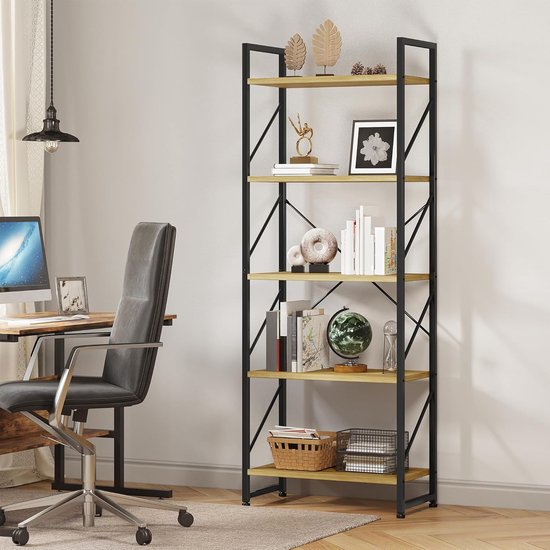 Design plank S 165 cm eiken look boekenkast met vijf planken | Wandmeubels