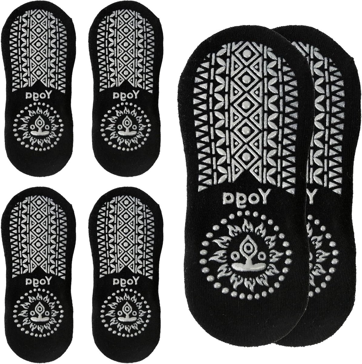 ByShane - Pilates en yogasokken voor dames en heren - Antislip sokken voor yoga en pilates - Geschikt voor blote voeten - Thuis en in het ziekenhuis - Zwart - Maat 39 EU