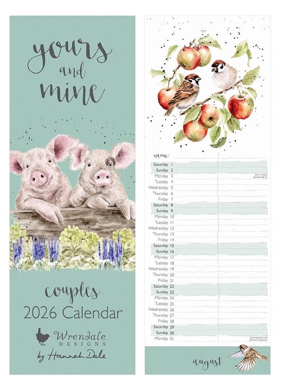 Wrendale Couples Muurkalender 2026 'Yours and Mine' Couples Calendar