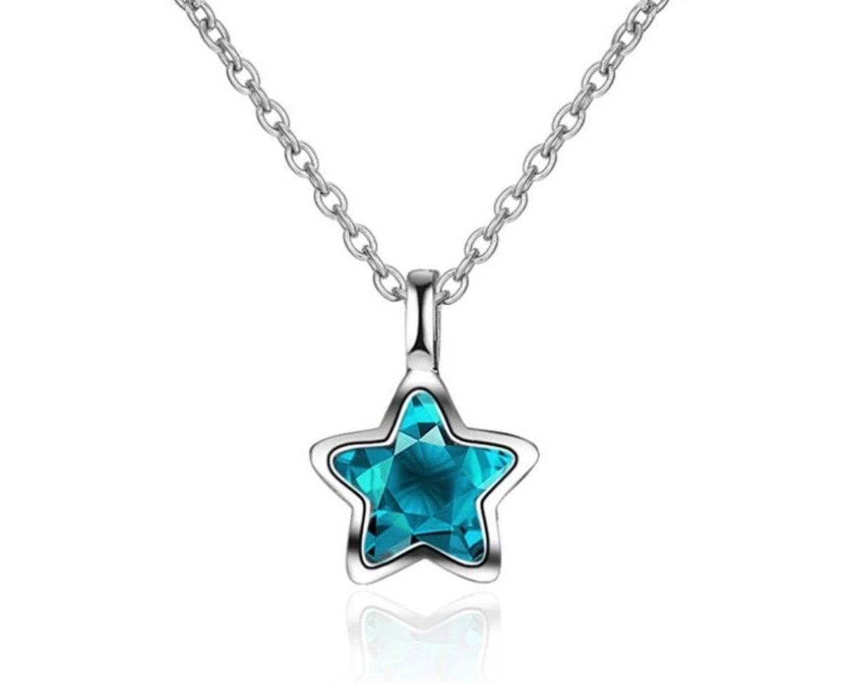 Ketting Meisje- Meisjes ketting ster- Echt Zilver Sterling 925 Ketting- Ketting Blauw Sterretje- Ketting met Ster- LiLaLove