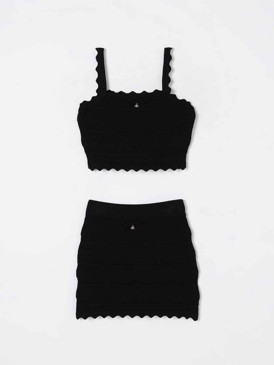 Knit Scalloped TwoPiece Set Kids - Black Ropes Cords
