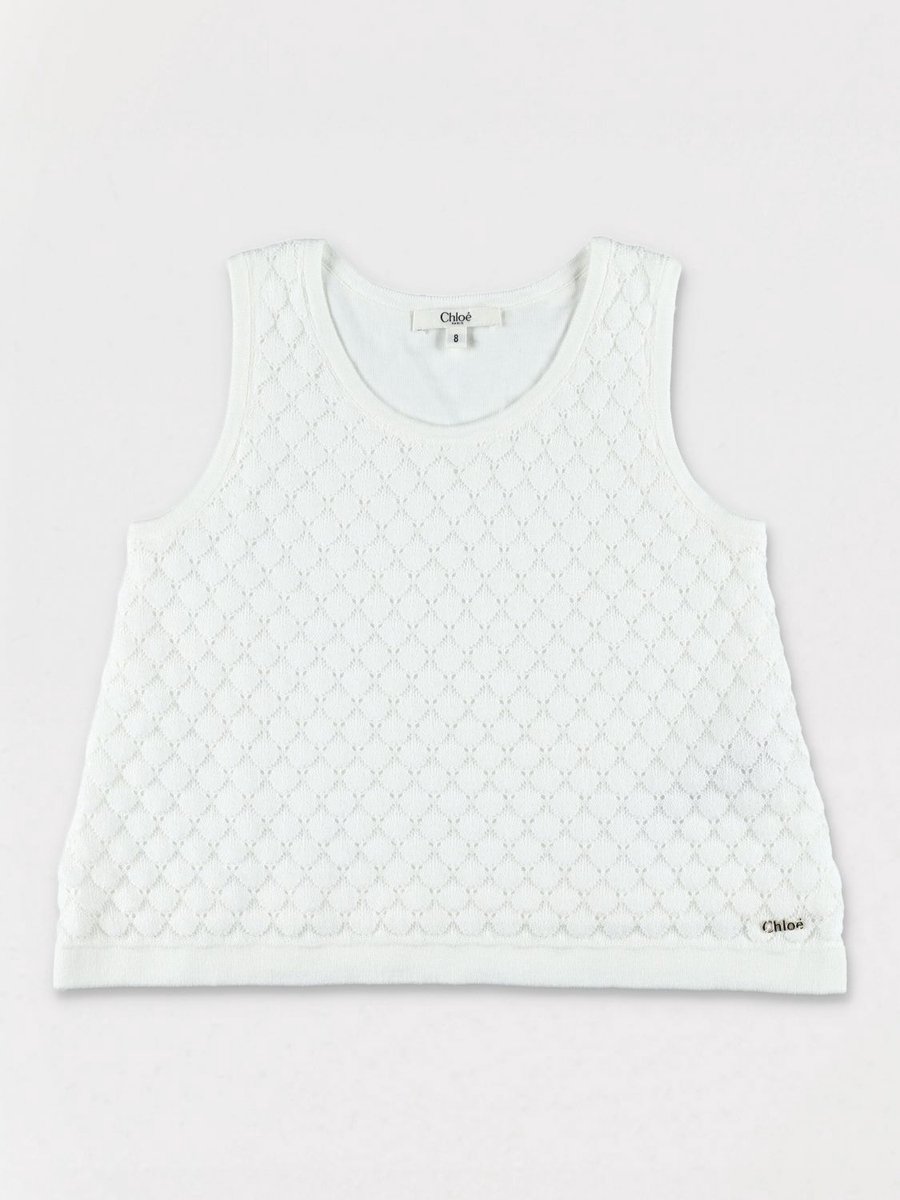 Girls Cotton Knit Tank Top Kids - White Ropes Cords