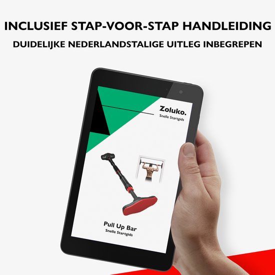 Zoluko Professionele Pull Up Bar - 200kg Draagkracht - Incl. E-book - Eenvoudige Bevestiging - Optrekstang Fitness - Pull Up Station voor Thuis Sporten - Chin Up Bar - Zwart/Rood