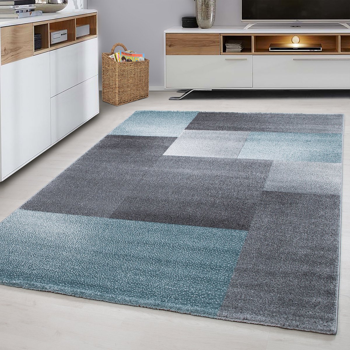 Ayyildiz Vloerkleed - Blocks - Blauw