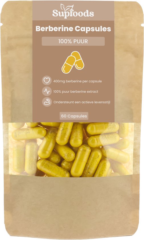 Berberine Capsules 100% Puur - 60 Capsules - Berberis Aristata Extract - 400mg per Capsule - Alternatief voor Berberine 500mg of 1000mg Capsules