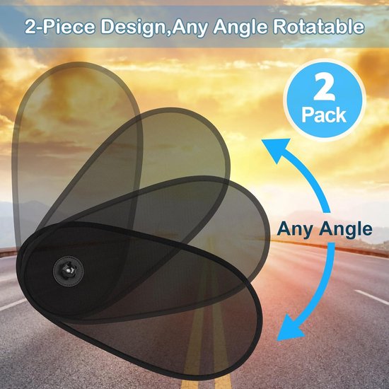 Zonnescherm Auto Baby - 2 stuks - 40x20cm - Zonnescherm Auto - Zonwering Auto - 180° draaibaar - Zonwering auto kinderen - Zonwering Raam - Auto Zonnescherm - Zonnescherm Auto Zijruit - Uv Protectie - Zonwering Zijruiten - Met Zuignappen - Zwart van Flow mezclado. — afbeelding 3