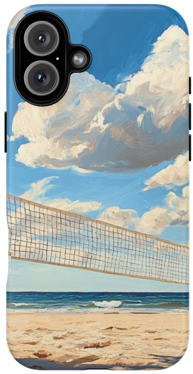 Volleybalnet op Zonnig Strand – Telefoonhoesje Geschikt voor iPhone 16 Plus