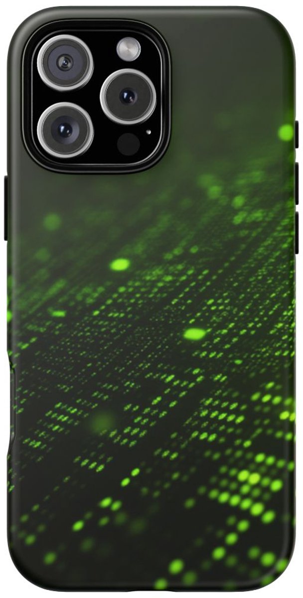 Abstract Groen Digitaal Rasterpatroon – Telefoonhoesje Geschikt voor iPhone 16 Pro Max