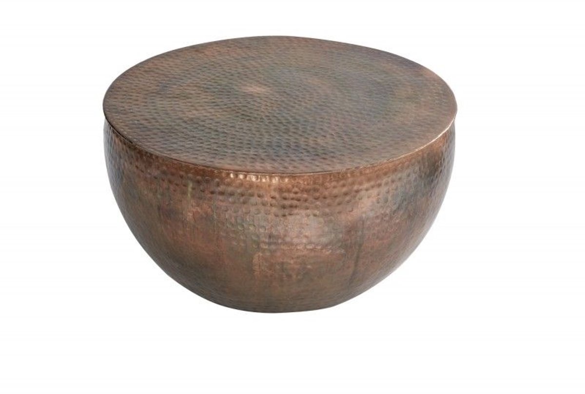 Ronde salontafel ORIENT II 60cm gevlamd koper metaal gehamerd ontwerp handgemaakt - 39535