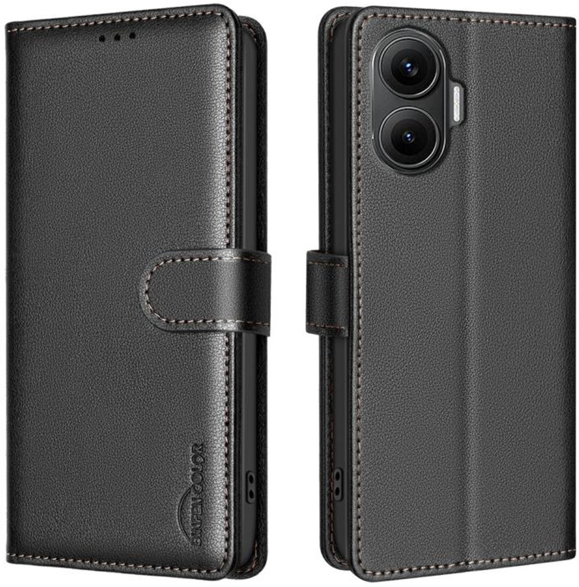 Binfen color - Zwart agenda book case hoesje - telefoonhoesje geschikt voor Xiaomi Poco F7 5G