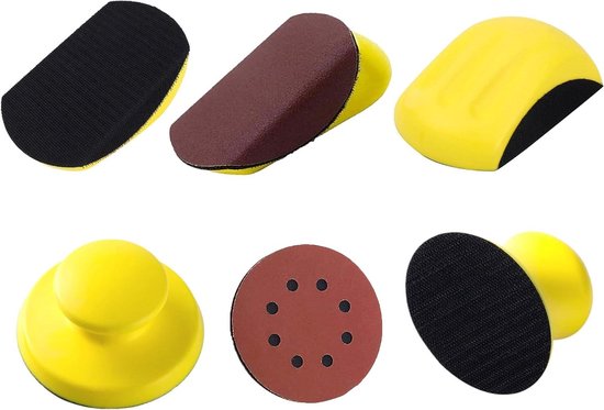 Rond handschuurblok 2 stuks – 12 cm handschuurblok muis voor polijsten carrosserieën, meubels, metaal.