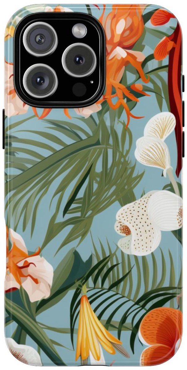 Tropische Orchideeën en Bladmotief – Telefoonhoesje Geschikt voor iPhone 16 Pro Max