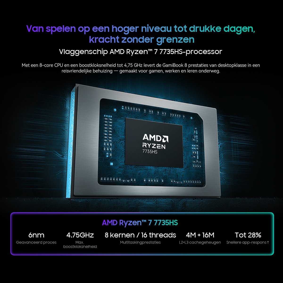 Blackview GamiBook 8 Gaming Laptop - 16 inch Full HD - 32 GB RAM - 1 TB SSD - AMD Ryzen™ 7 7735HS - Tot 4,75 GHz - WiFi 6 - Windows 11 Pro Notebook - UHD Graphics - Grijs — afbeelding 6