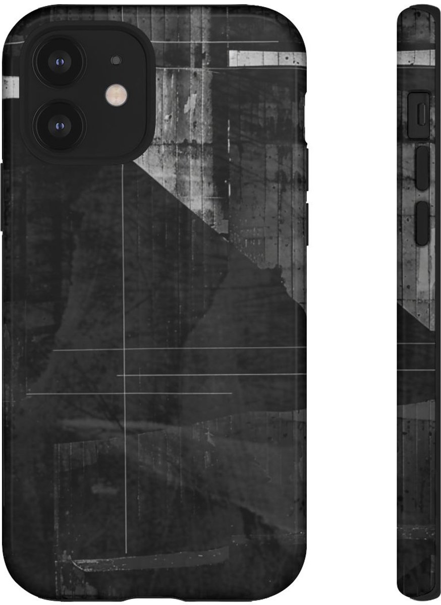 Zwart-Wit Abstracte Geometrische Textuur – Telefoonhoesje Geschikt voor iPhone 12