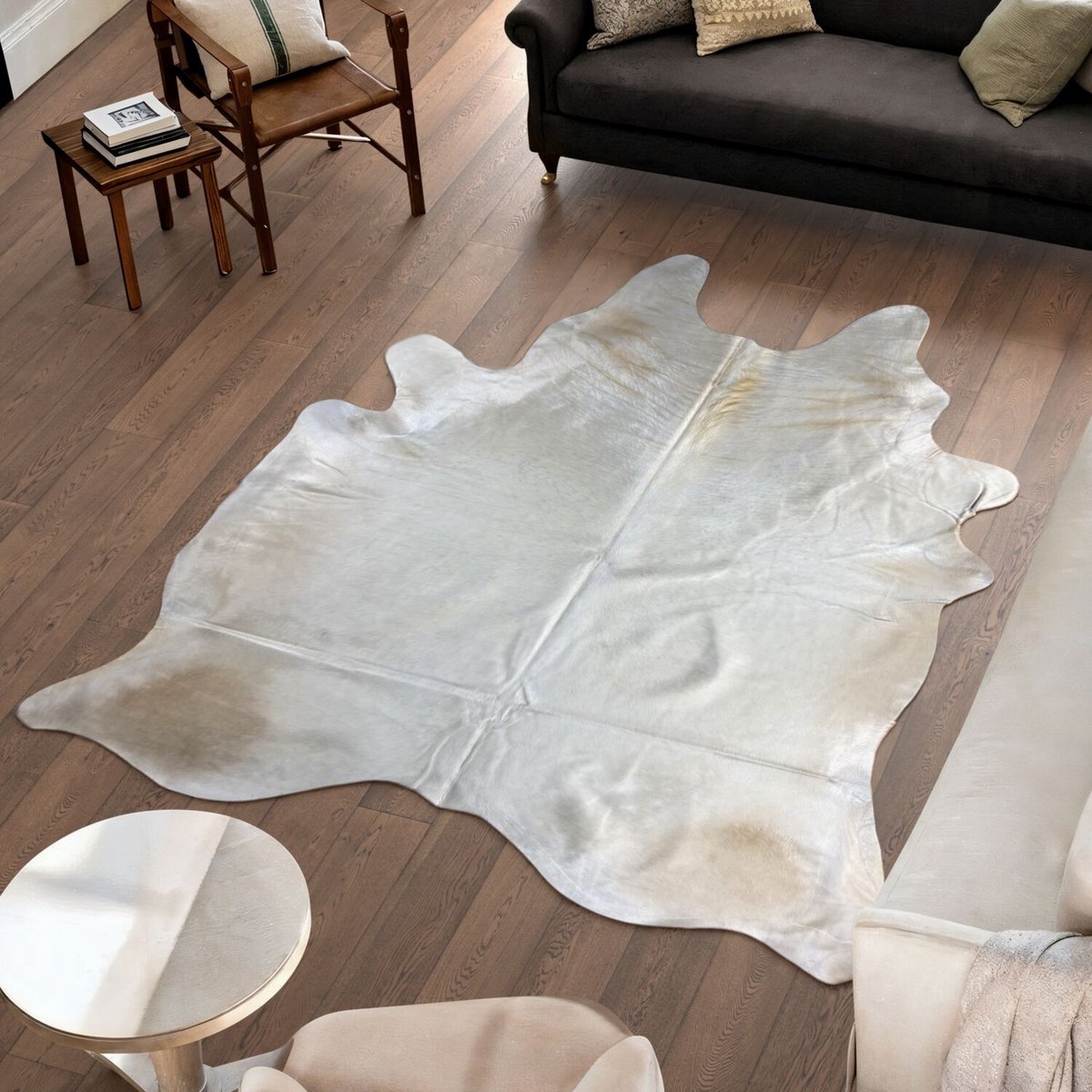 Koeienhuidvloerkleed.nl Koeienhuid Vloerkleed - 239 cm x 205 cm - Koeienkleed / Koeienvel / Dierenvel / Dierenhuid Tapijt Wit
