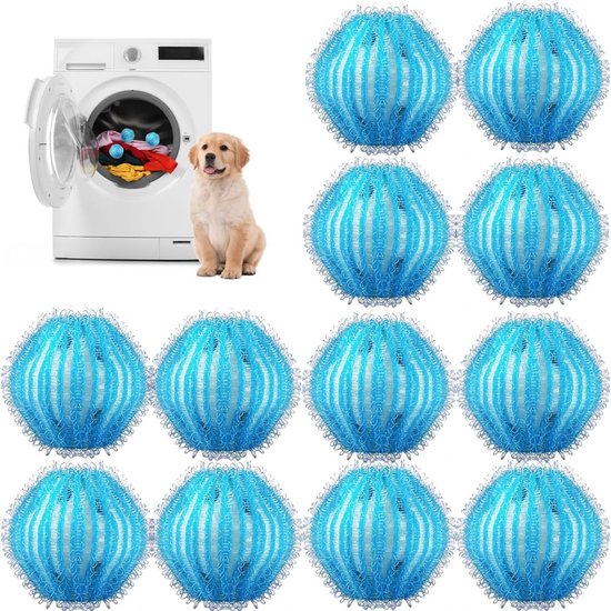 Vitdipy - 12 pièces - Boules de lessive - Boules de séchage - Anti-poils - Convient également aux poils d'animaux - Séchage plus rapide