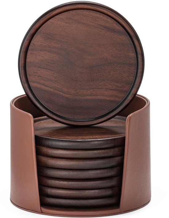 GOH DODD - Set di 24 sottobicchieri in ardesia, 10 cm, colore nero