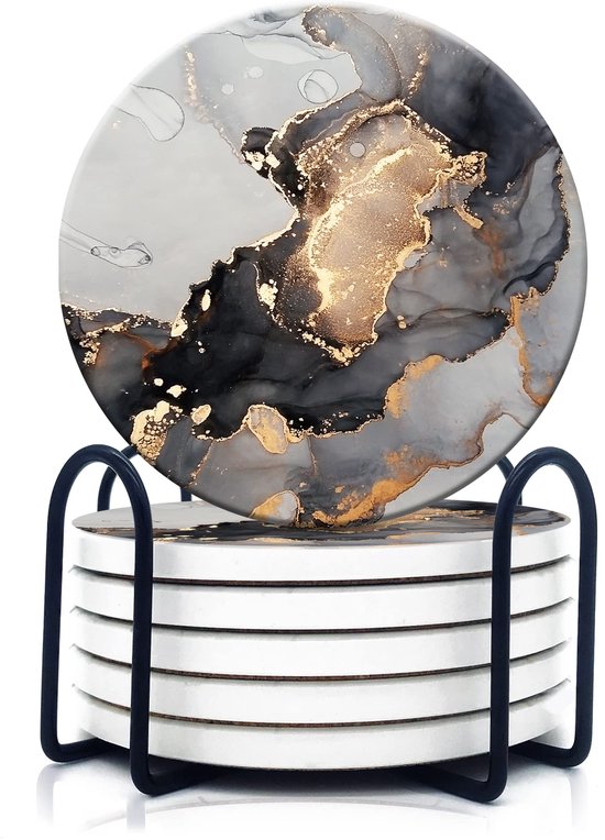 Onderzetters met houder, rozenapotheek absorberende tv grappige set van 6 kurkonderzetters - perfect idee voor merchandise geschenken, verjaardagsdecoraties en grappige huisverwarmende cadeaus voor